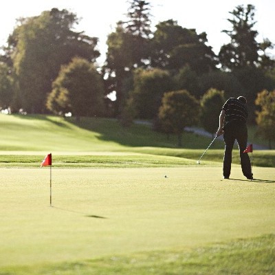 Golfer on the practice green