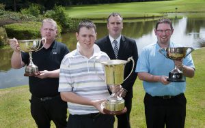 CEO Jonthan Woods pictured with the winners of a selection of Summer Golf Events which took place here at Fota Island Resort