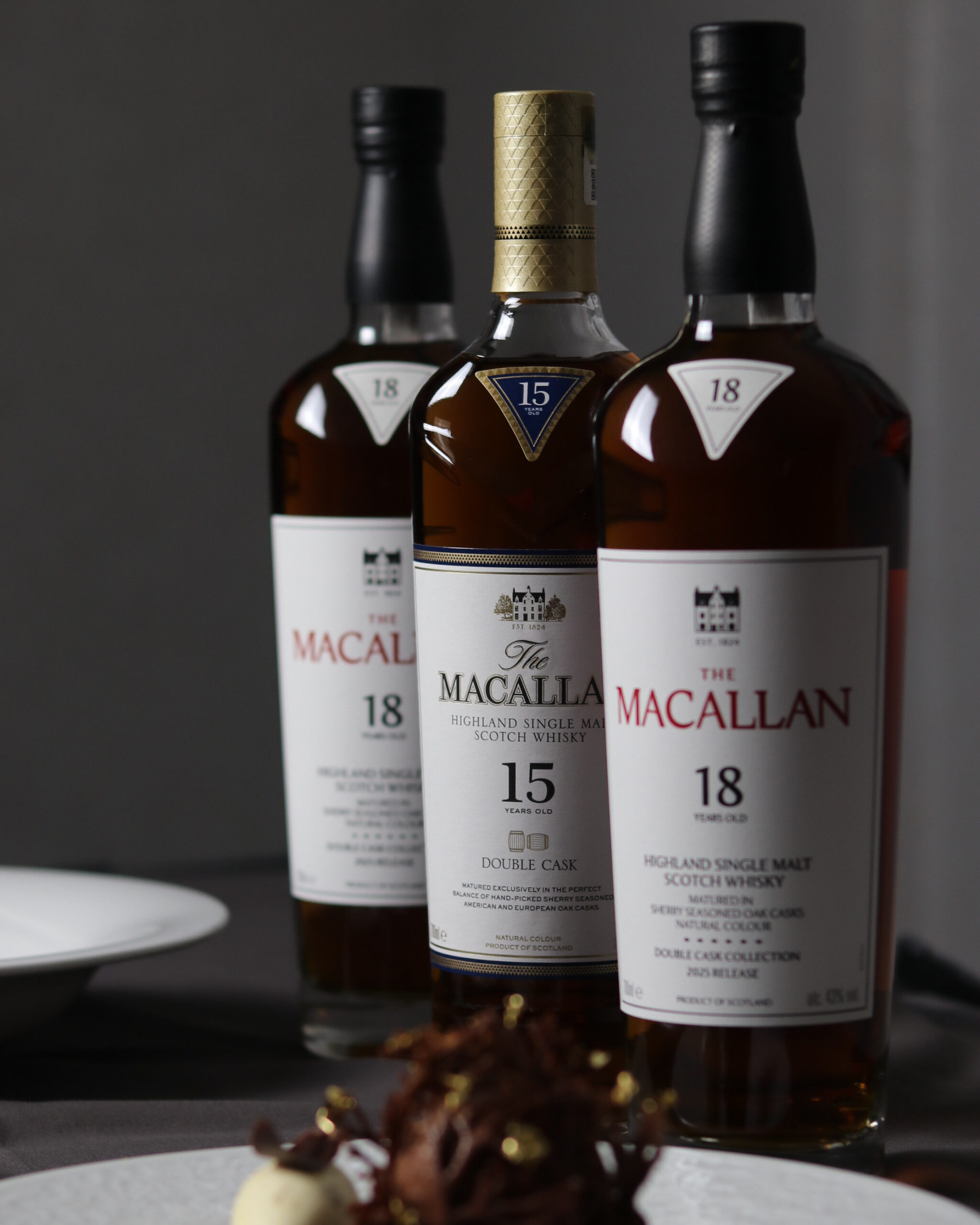 Macallan bottles lined up at The Cove
