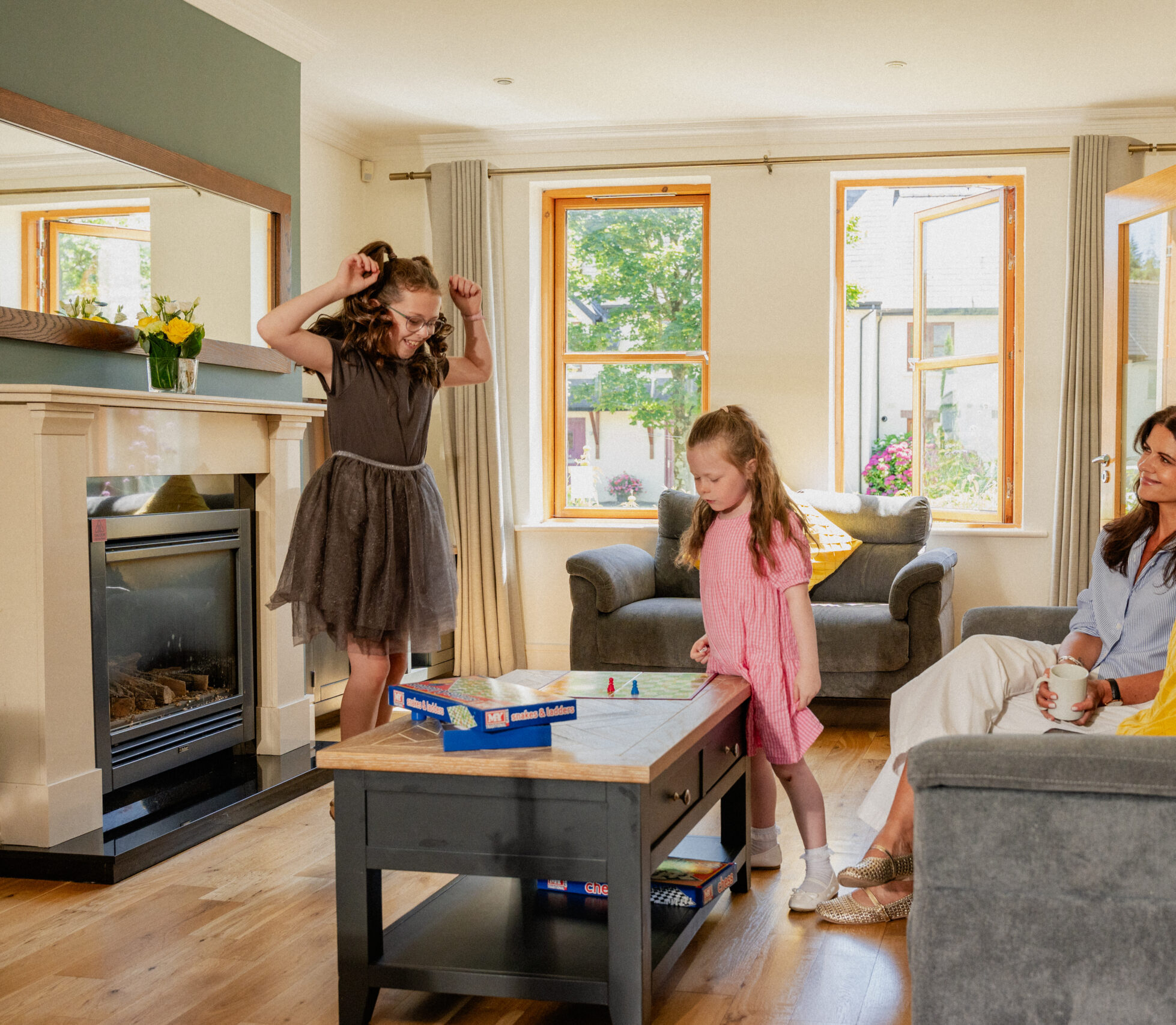 Children playing board games in our self-catering lodge