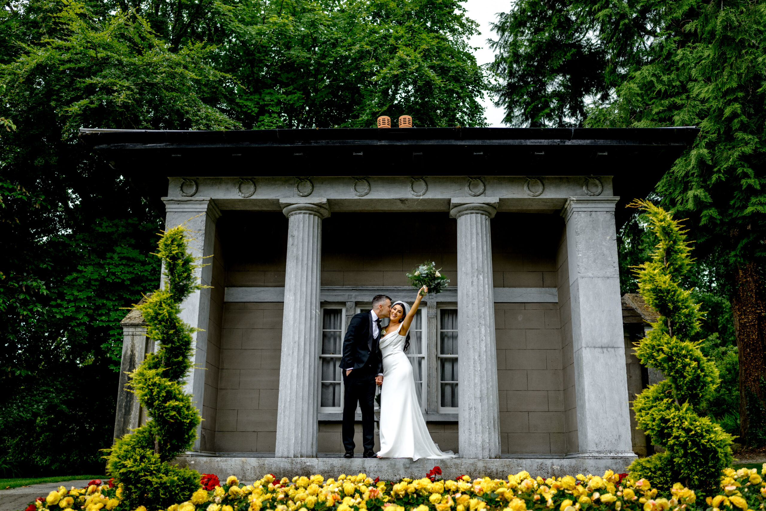 Wedding couple celebrating at Gardeners Lodge