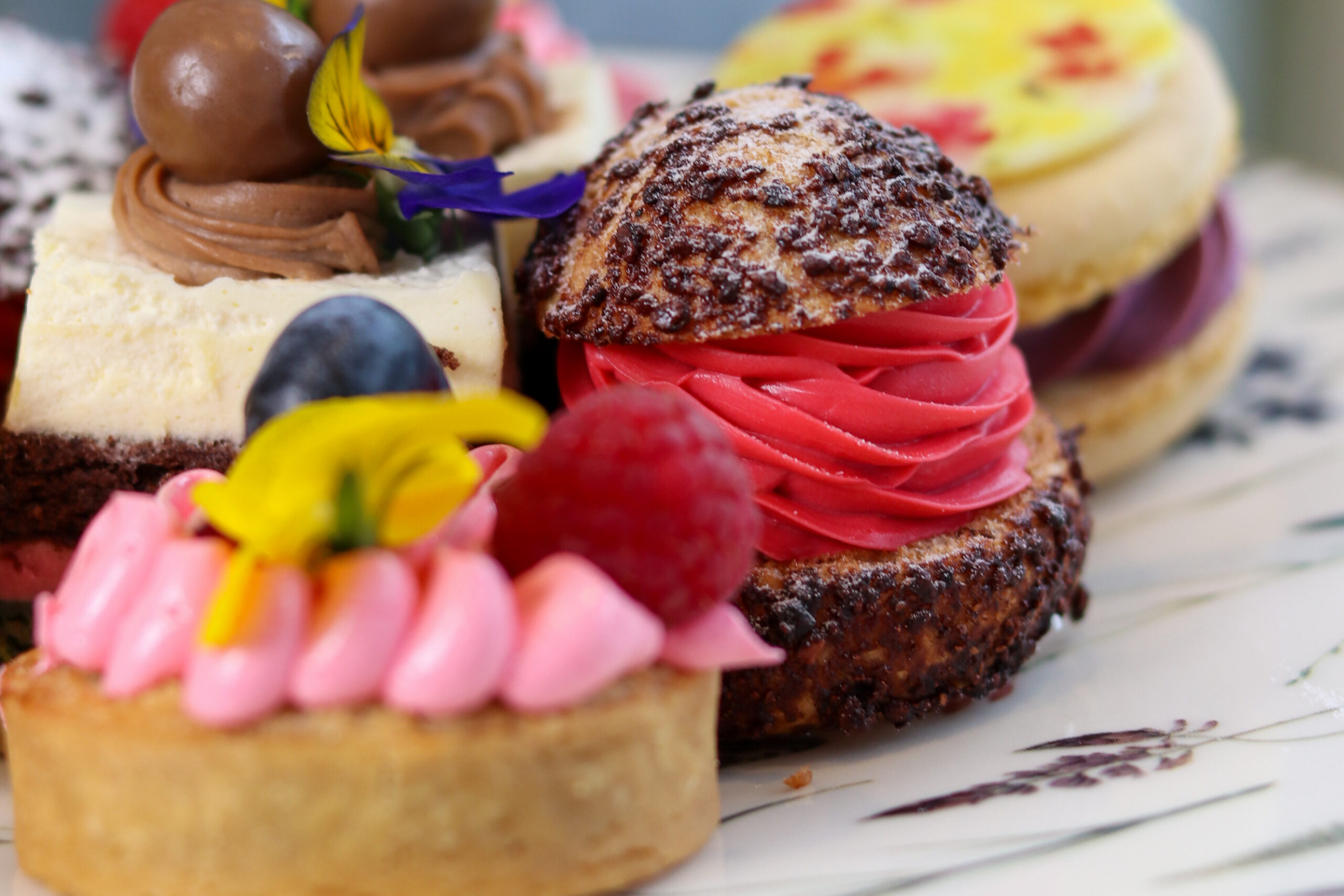 cake placed on afternoon tea tray