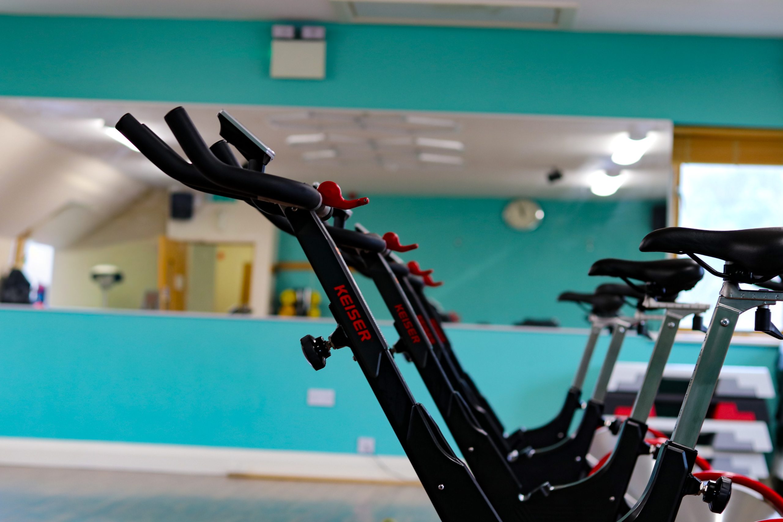Image of the spinning bikes in a line at Fota Island Fitness